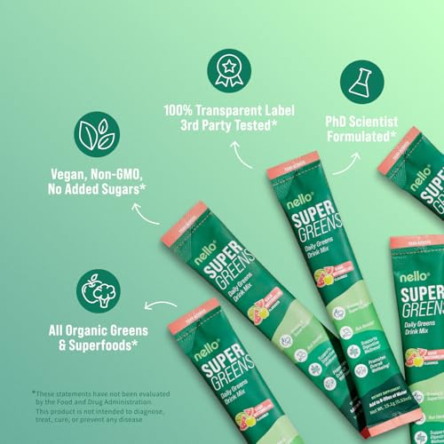Nello Supergreens includes digestive enzymes and probiotics for gut comfort