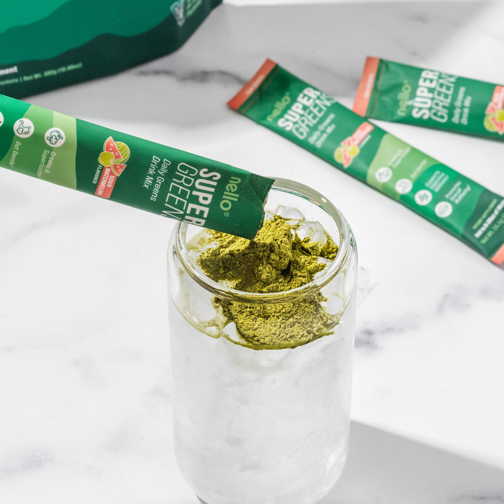 Nello Supergreens travel pack supports on-the-go nutrition