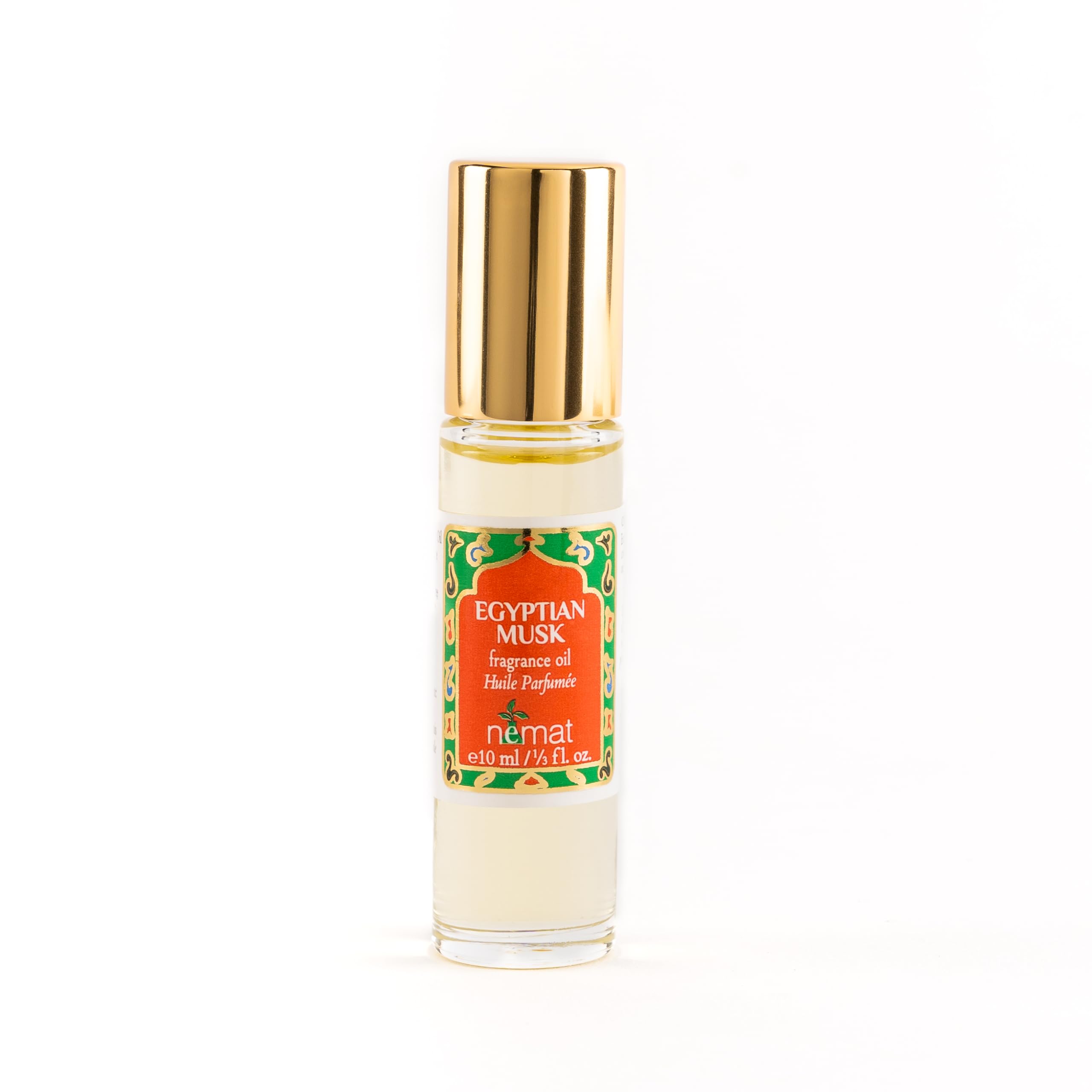 Nemat Egyptian Musk bottle closeup, alcohol-free elegance for daily wear.