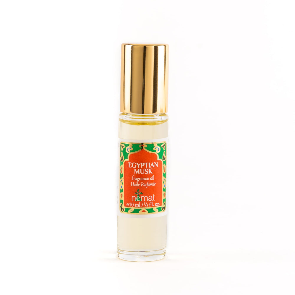Nemat Egyptian Musk bottle closeup, alcohol-free elegance for daily wear.