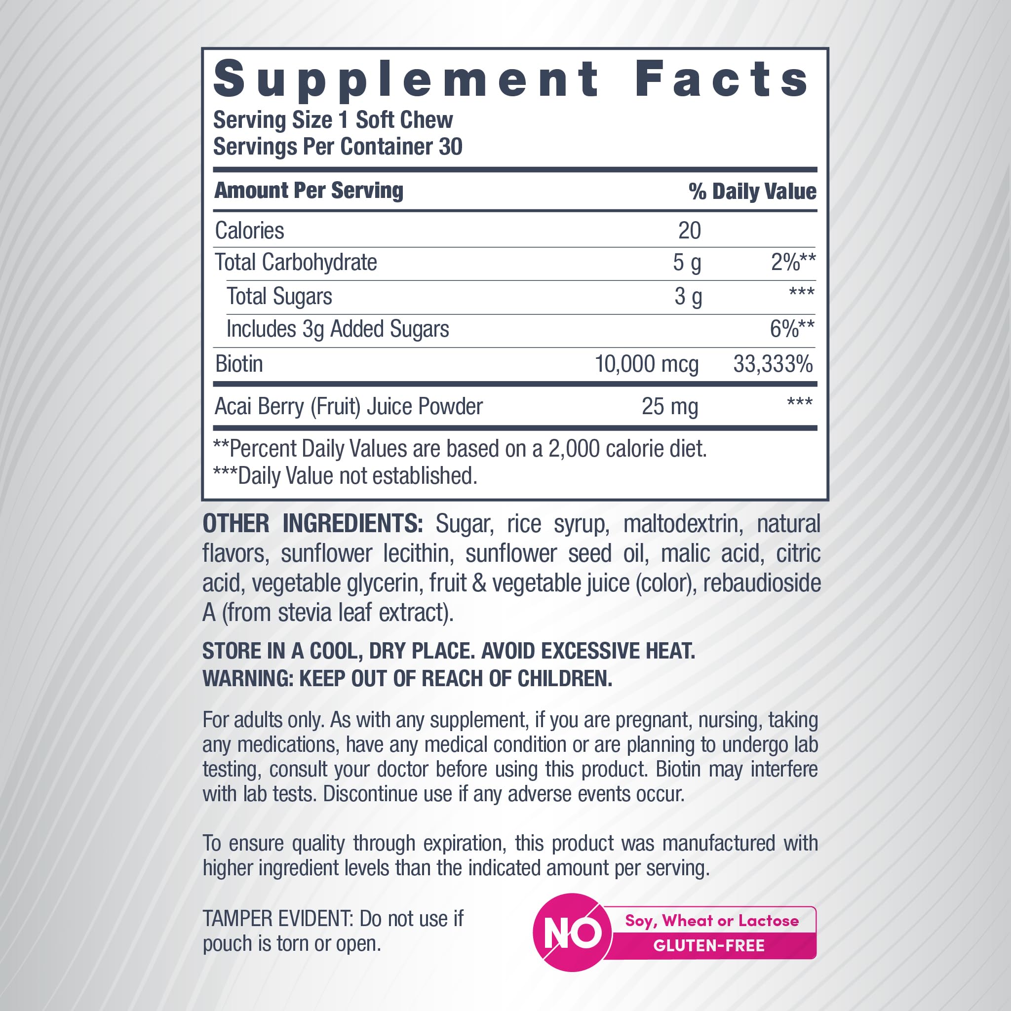 NeoCell Biotin Beauty Soft Chews individually wrapped for daily use.
