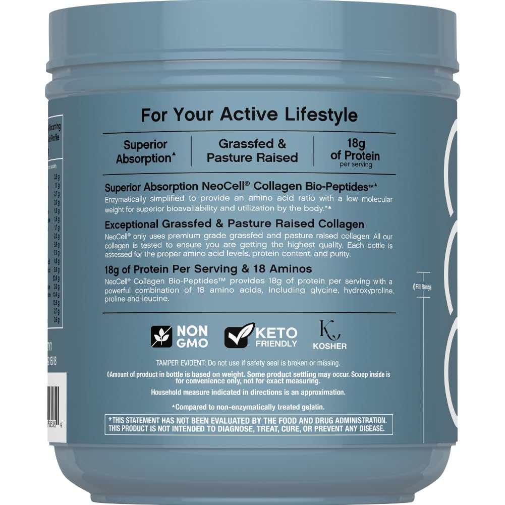 NeoCell Collagen Bio-Peptides powder dissolves easily into tea for quick use.