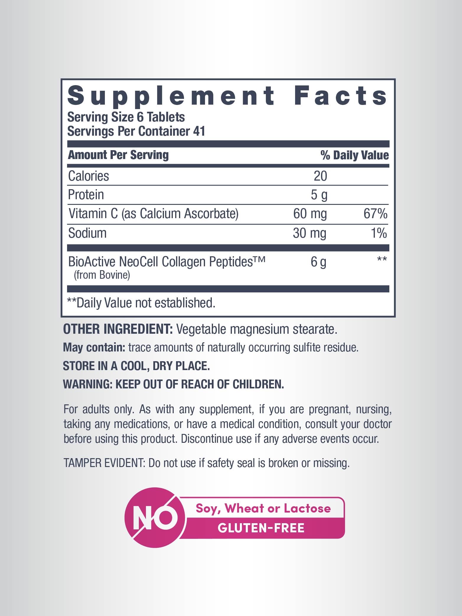 Grass-fed collagen source from NeoCell indicates natural origin and quality