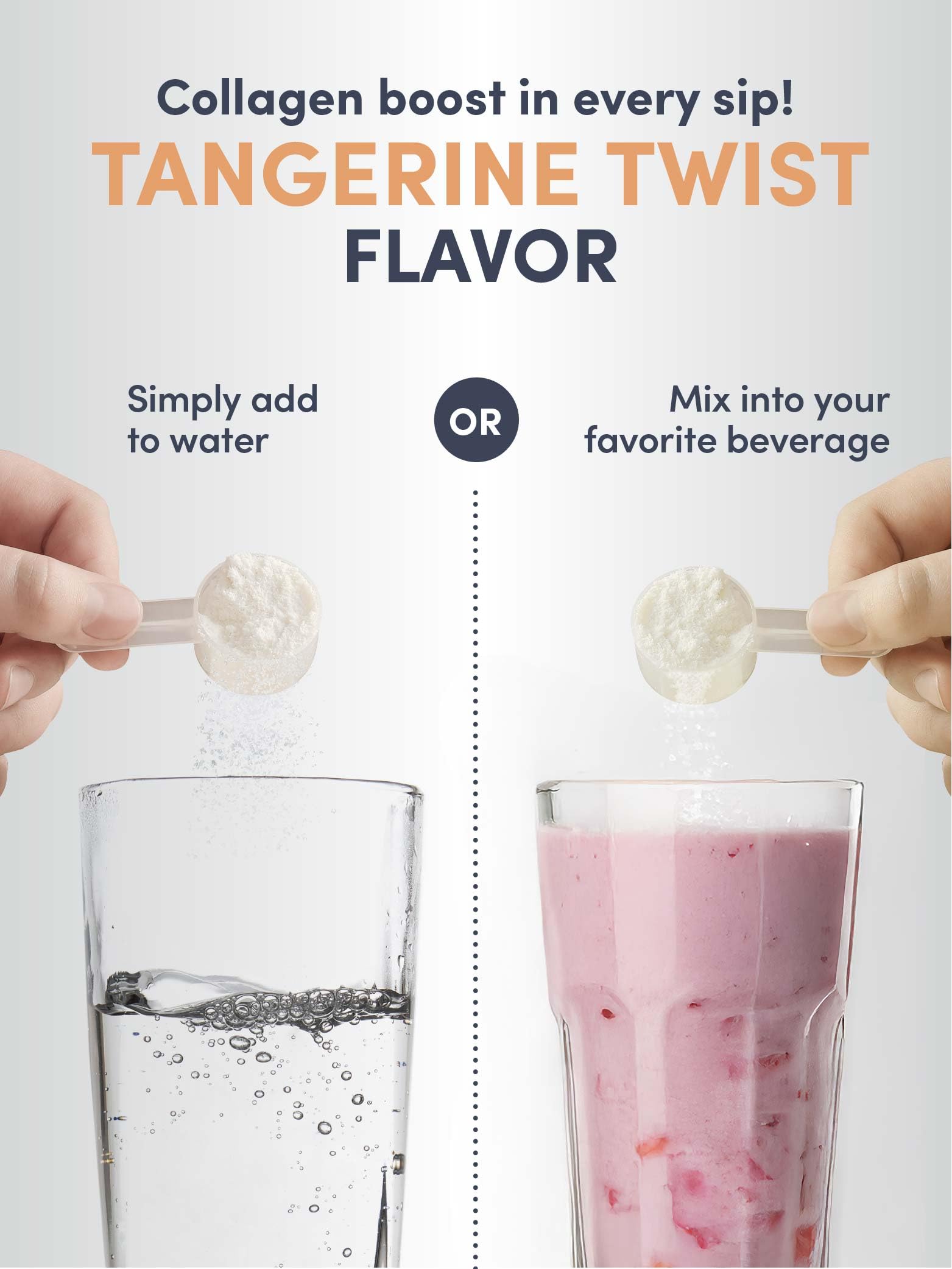 NeoCell Collagen Peptides stirred into a smoothie for a tasty wellness boost.