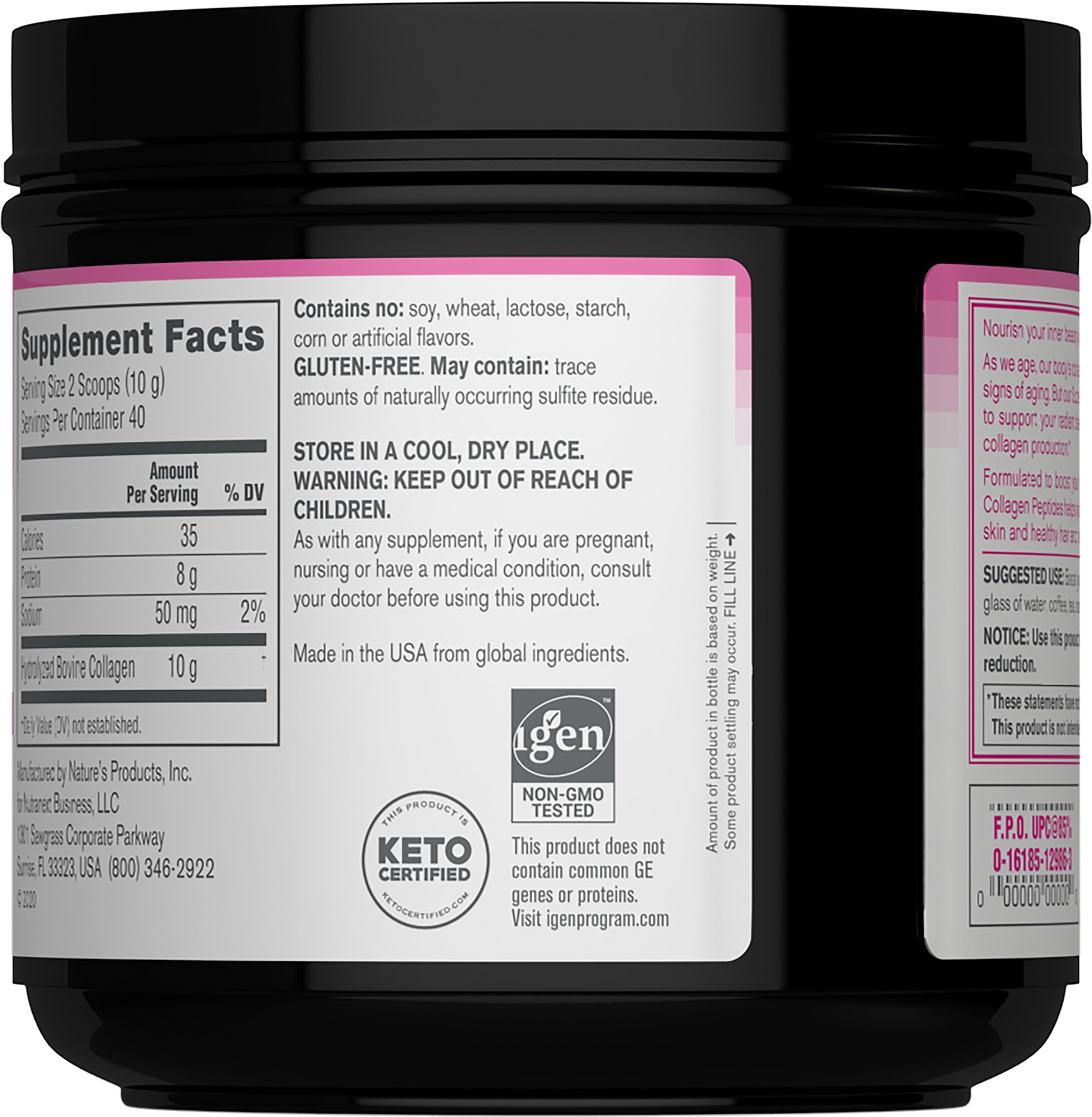 Close-up of hydrolyzed collagen ingredients for fast absorption.