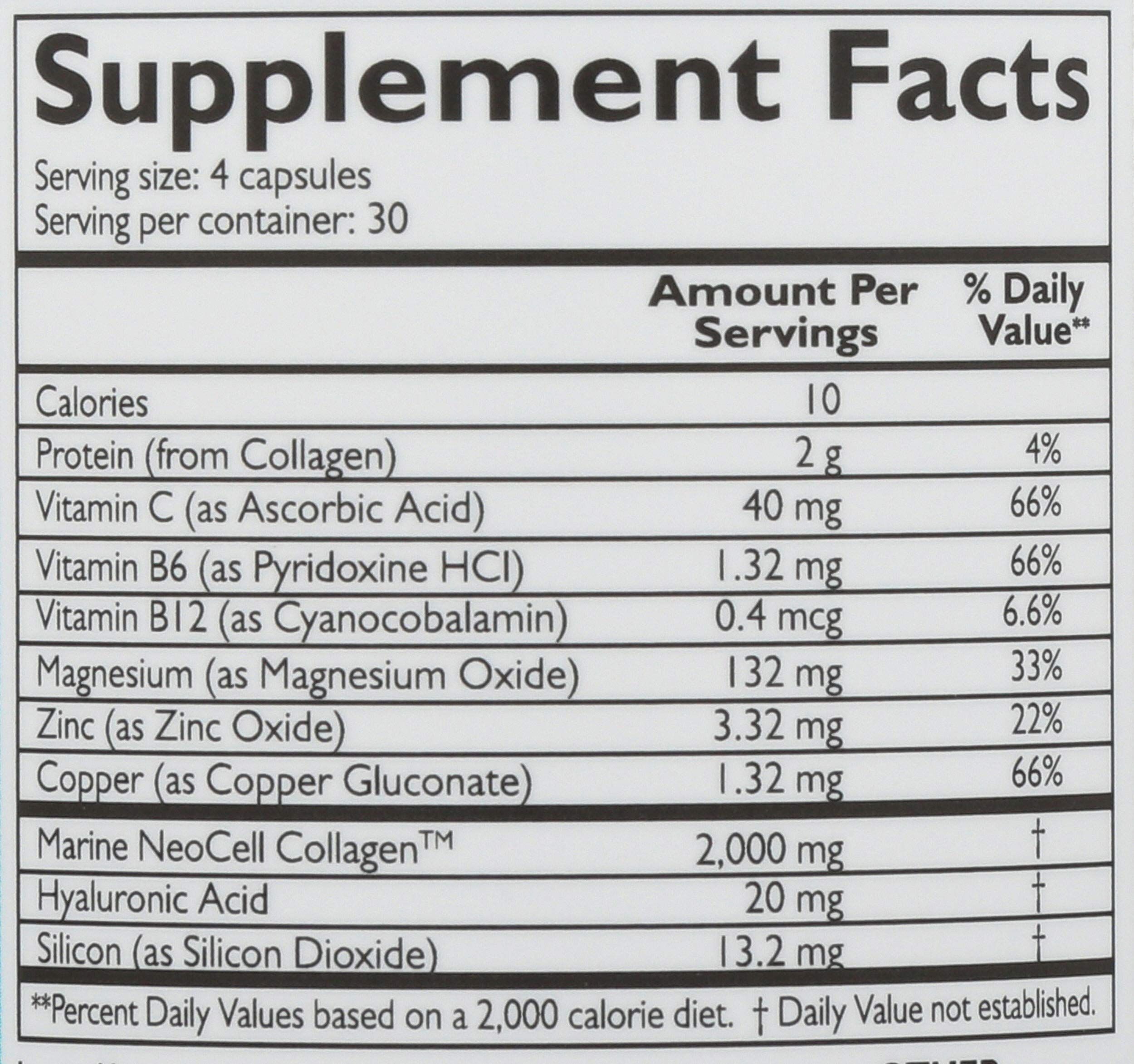 NeoCell Fish Collagen Plus capsules close-up showing easy-to-swallow format.