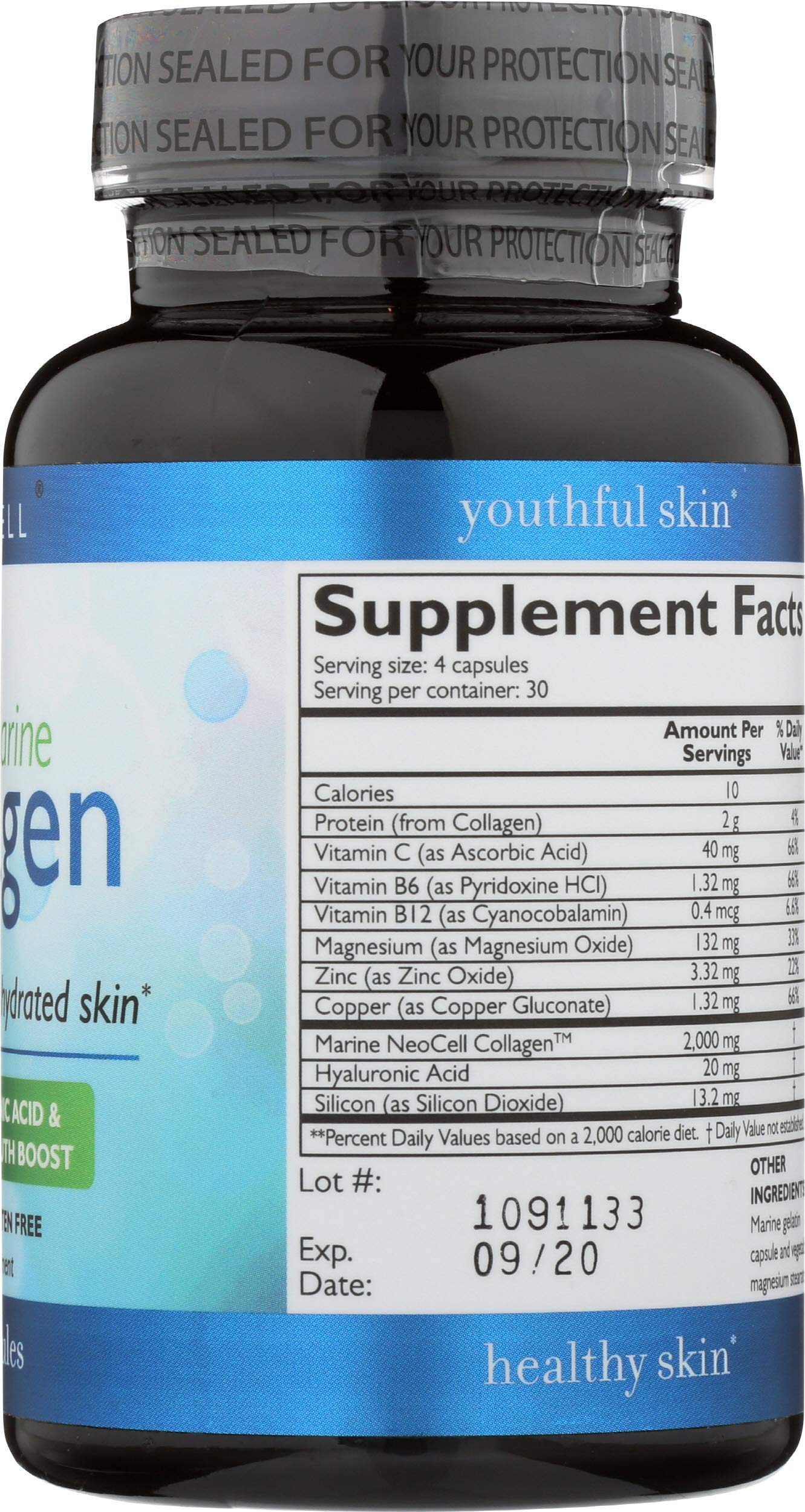 NeoCell Fish Collagen Plus capsules highlight circulation support.