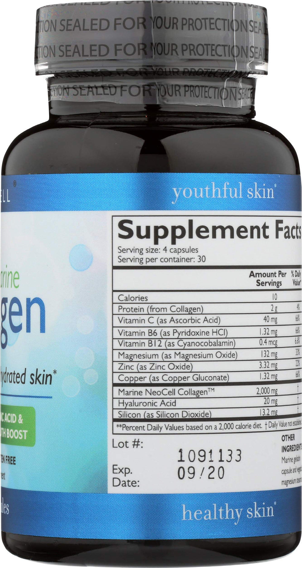 NeoCell Fish Collagen Plus capsules highlight circulation support.