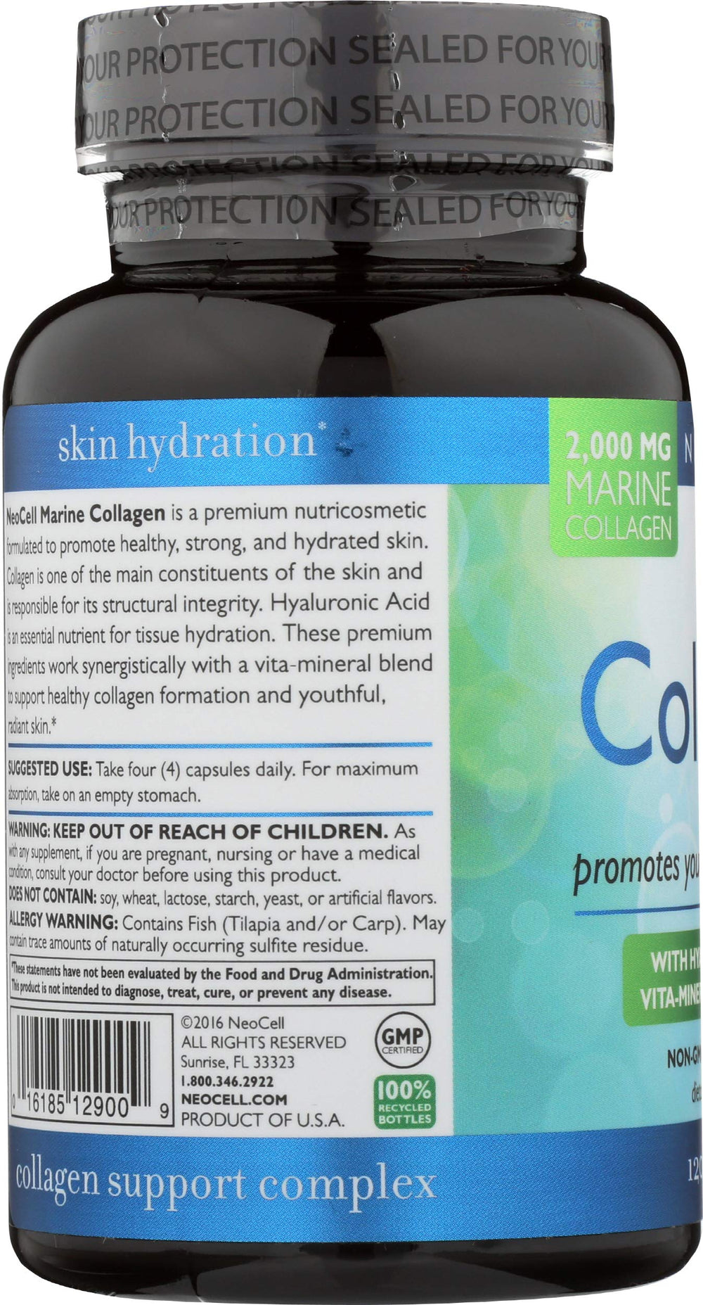 NeoCell Fish Collagen Plus skin elasticity visual for radiant texture.