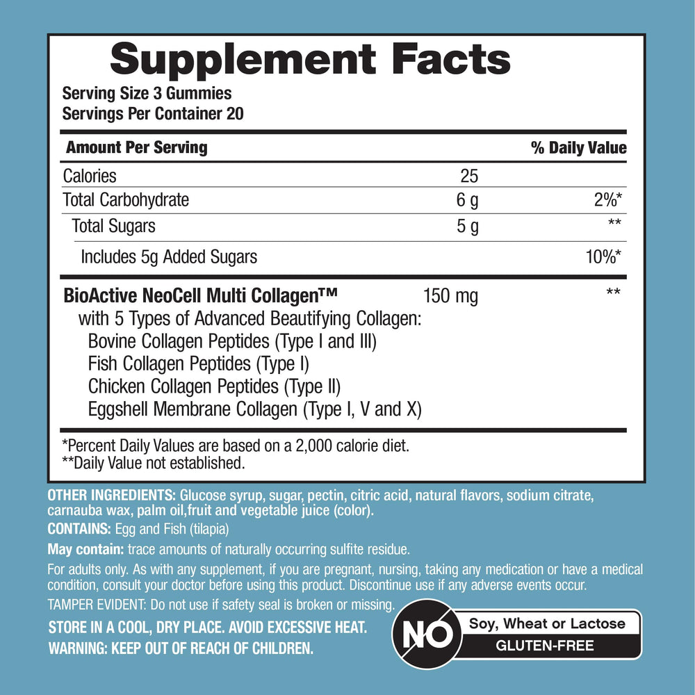 NeoCell gluten-free label on packaging indicating allergen-friendly option.