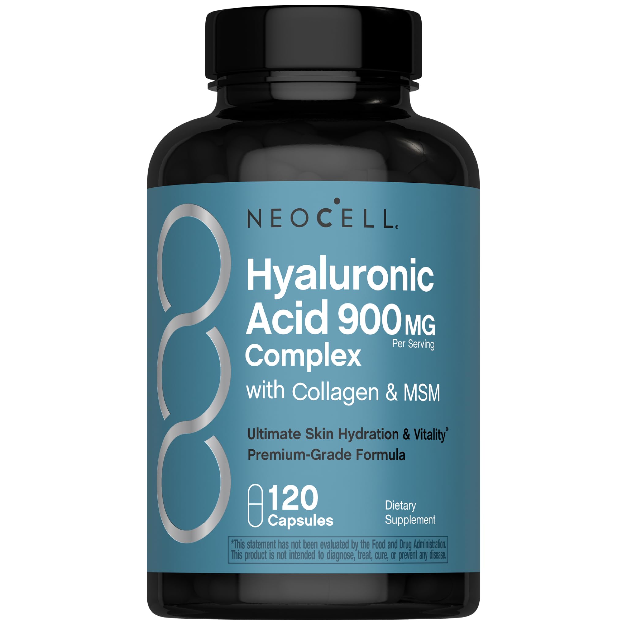 NeoCell Hyaluronic Acid Complex bottle for convenient daily hydration support.