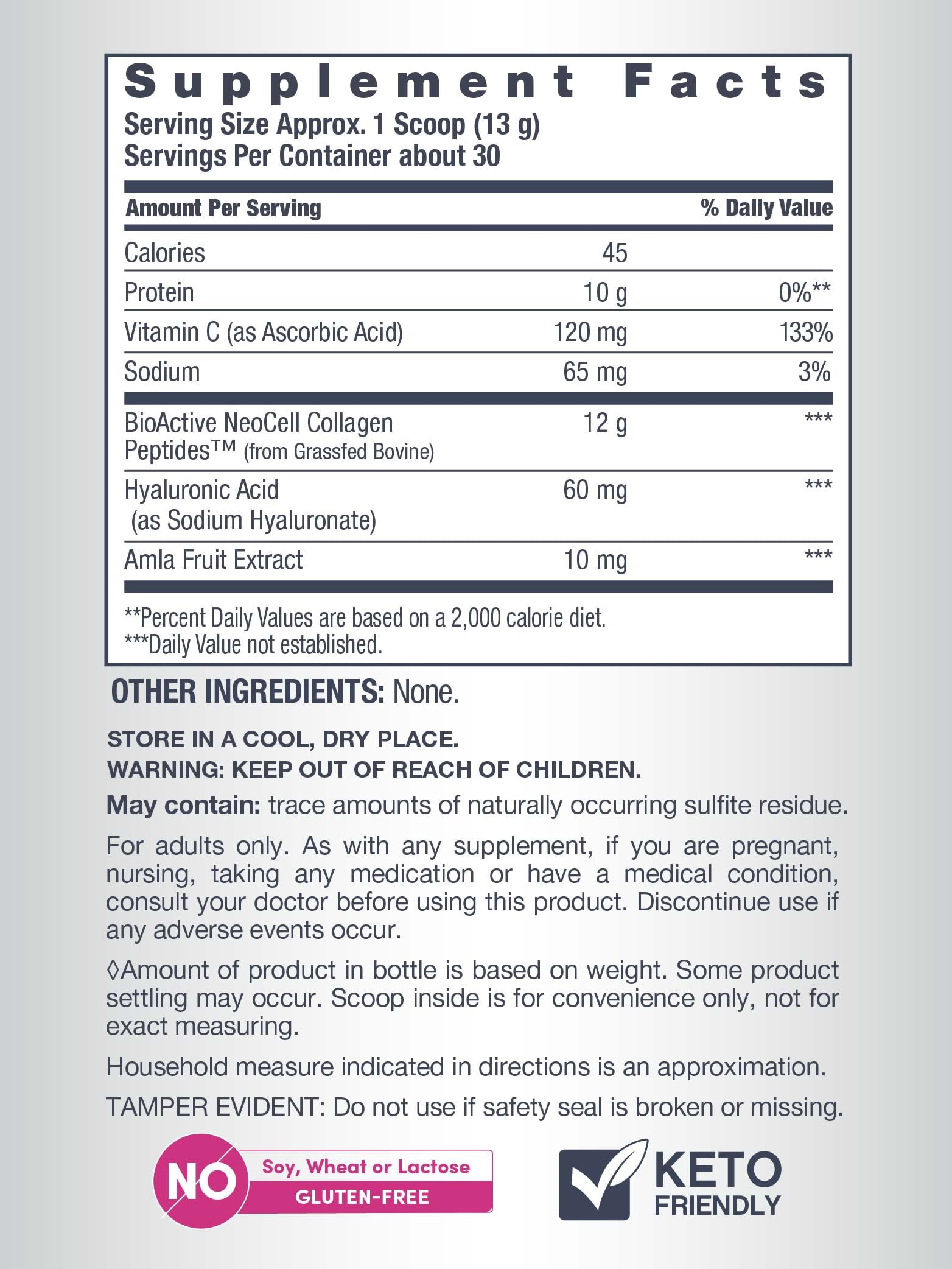 NeoCell hyaluronic-acid ingredient bottle highlights added moisture support for skin