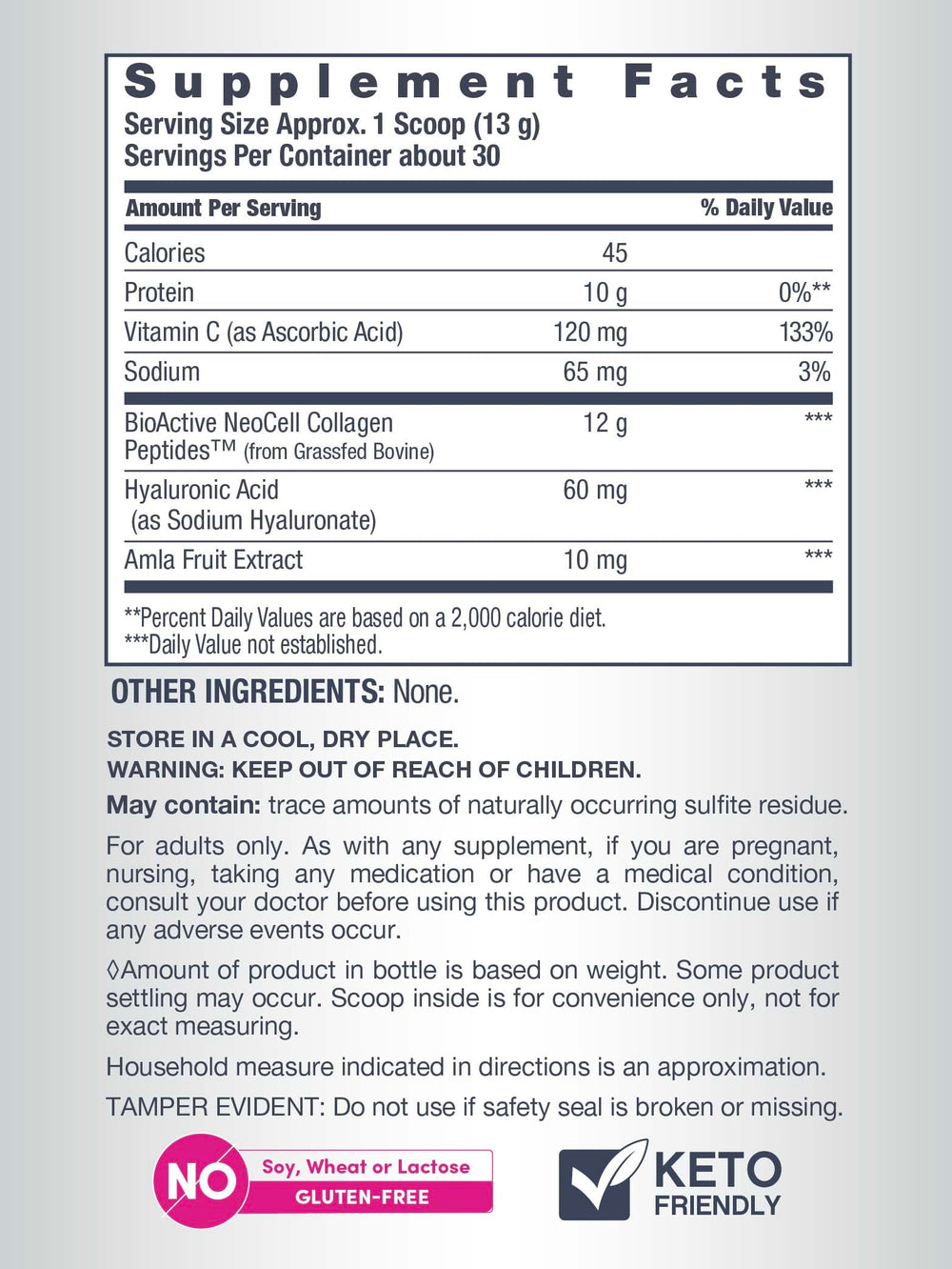 NeoCell hyaluronic-acid ingredient bottle highlights added moisture support for skin