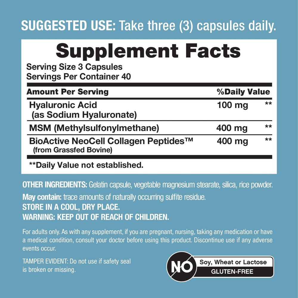 NeoCell MSM ingredient panel highlighting sulfur containing support for everyday wellness.