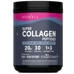 NeoCell Super Collagen Peptides powder canister pour for easy daily skin and joint support.