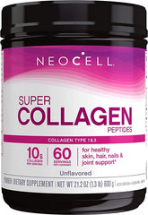 NeoCell Super Collagen Peptides unflavored powder supports skin, hair, nails, and joints