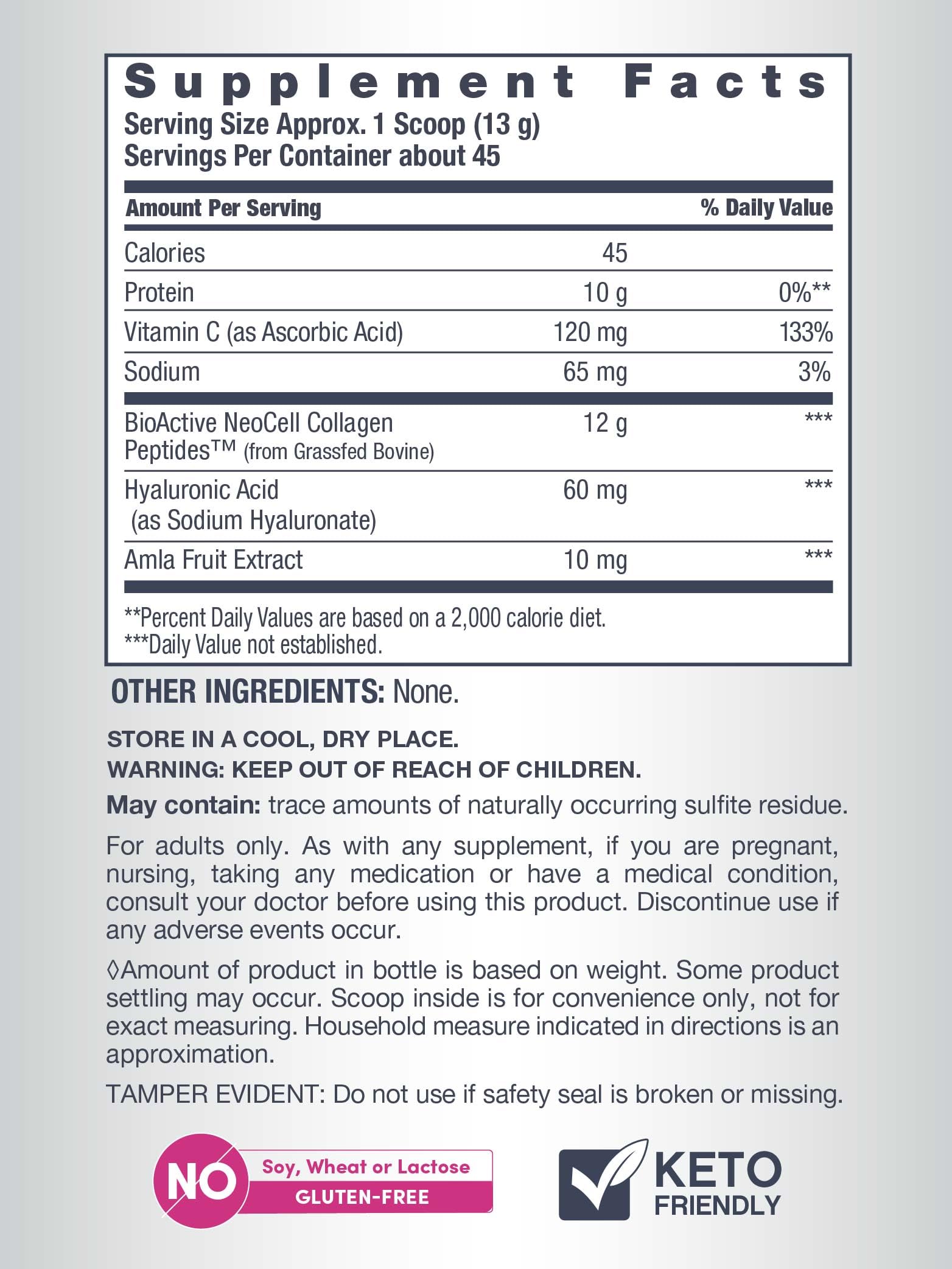 NeoCell vitamin C and hyaluronic acid blend for skin hydration and glow