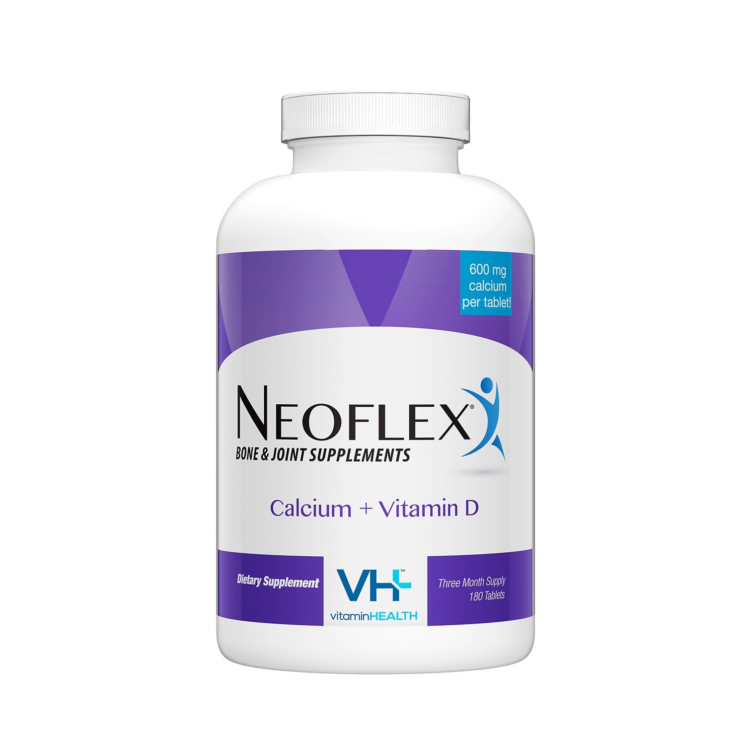 Neoflex Calcium + Vitamin D bottle front view supports bone health and daily intake