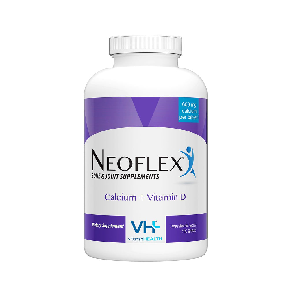 Neoflex Calcium + Vitamin D bottle front view supports bone health and daily intake