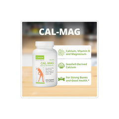 Close-up of NeoLife Cal-Mag capsules emphasizing chelated minerals and absorption