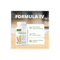 NeoLife Formula IV Softgel capsules in a bottle close-up for simple daily nutrition.