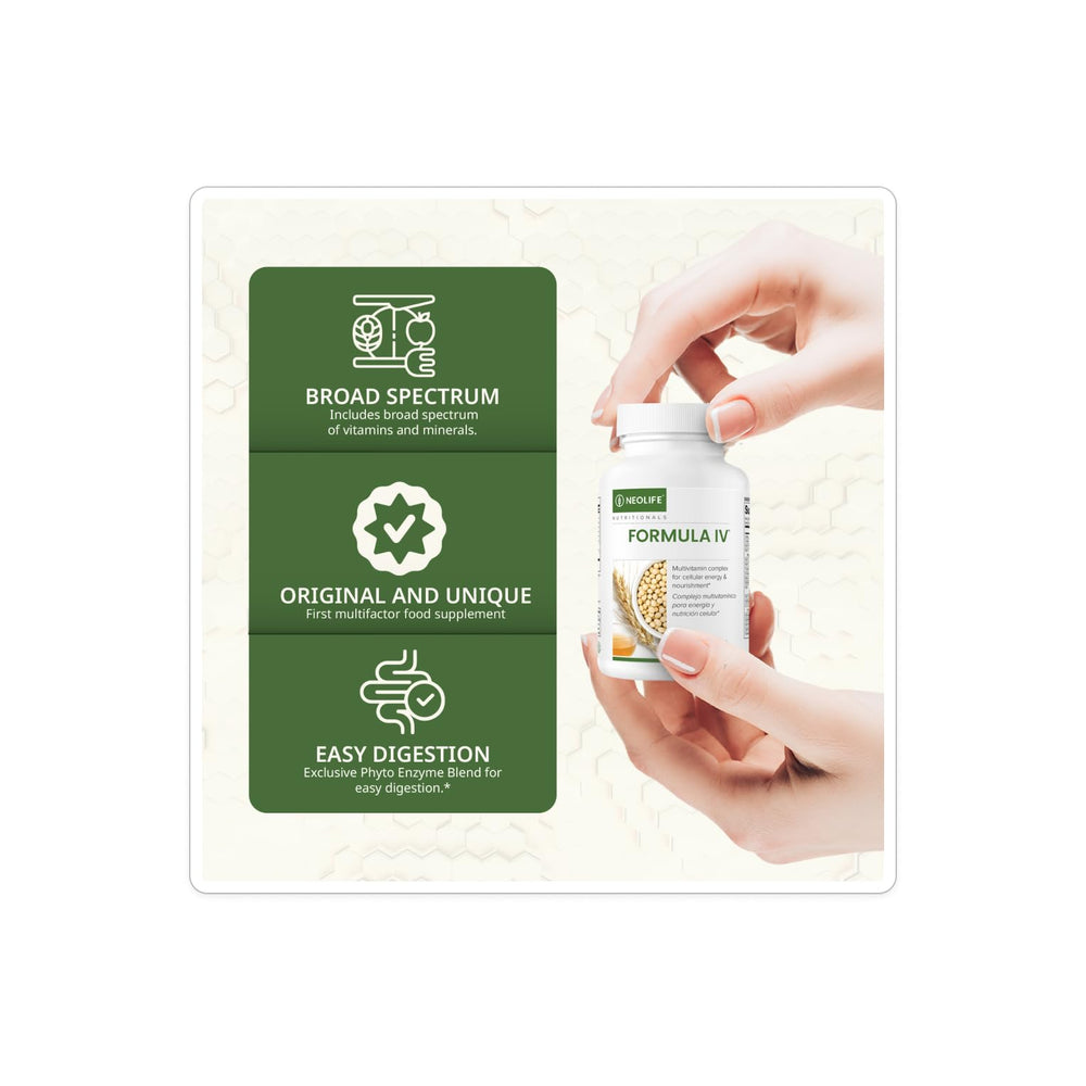 NeoLife Formula IV TRE-EN-EN grain blend highlighted on the label for wholesome nutrition.