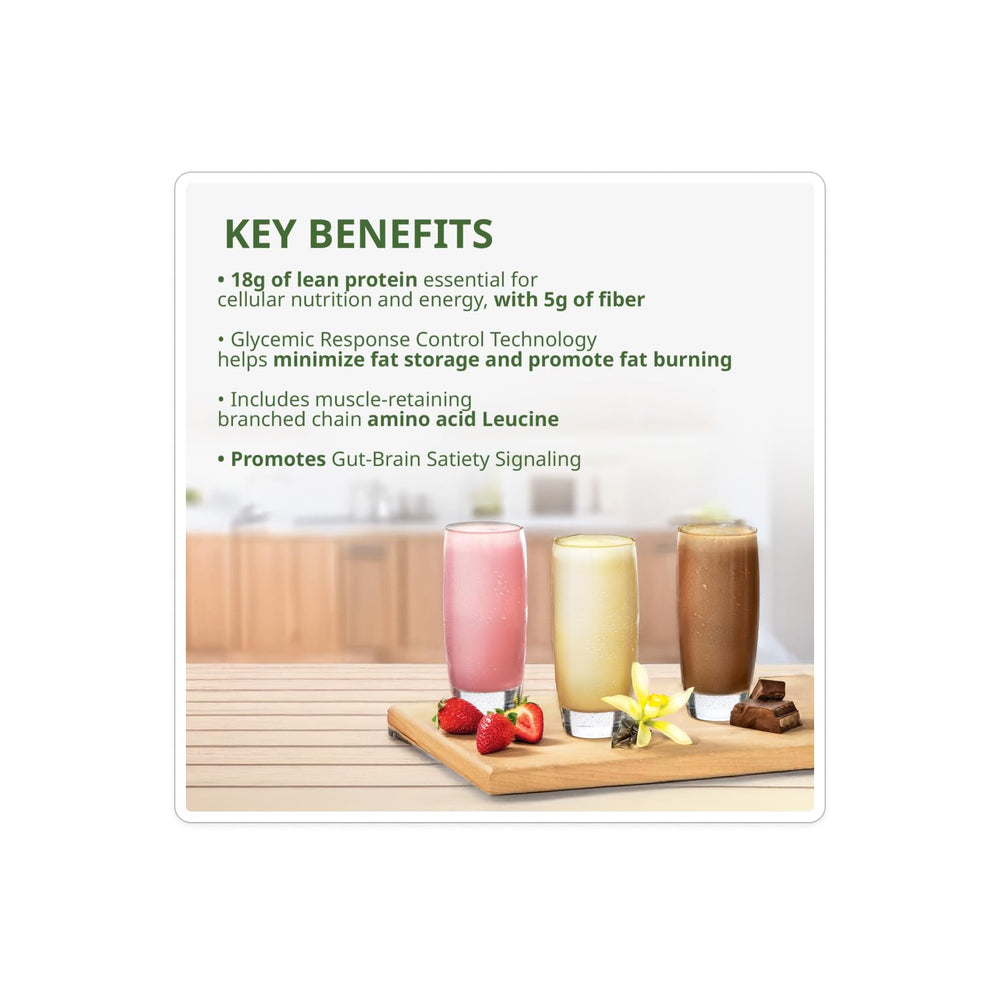 NeoLife Shake glass with berries-n-cream flavor for a tasty, on-the-go meal