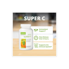 NeoLife Super C tablet close-up highlighting slow-release for steady vitamin C.