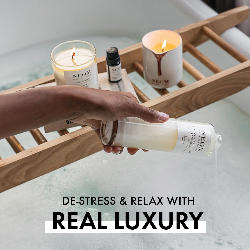NEOM bath oil drops suggest serene spa-like moments at home.
