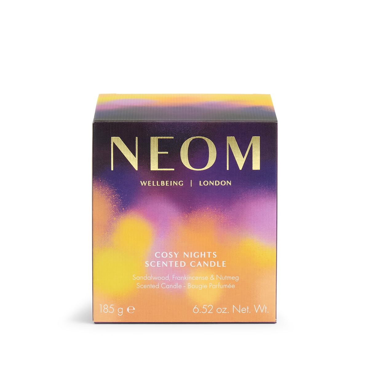 Cosy Nights Candle on a shelf emitting a luxurious, calming glow