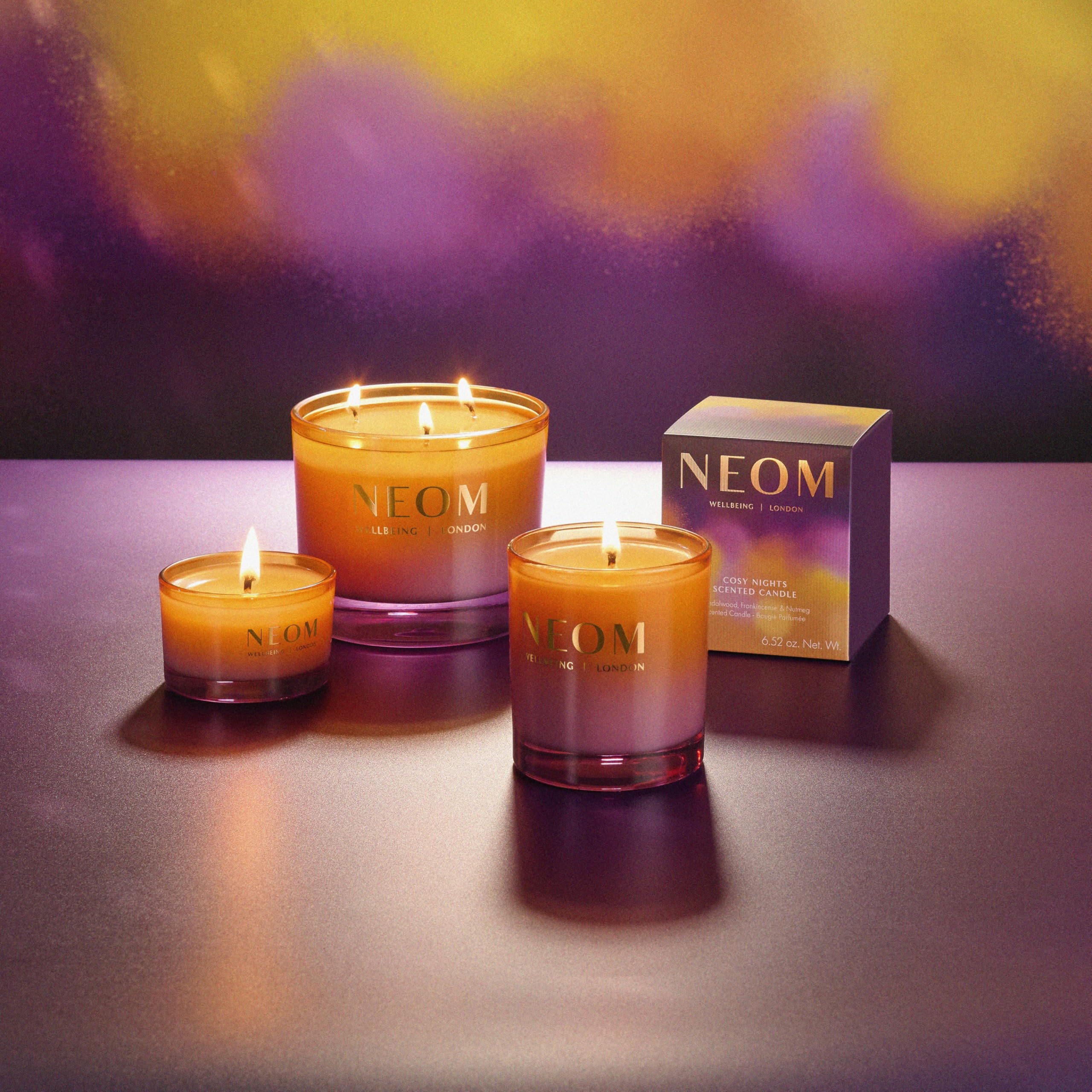 Close-up of NEOM Cosy Nights wax pool showing even burn
