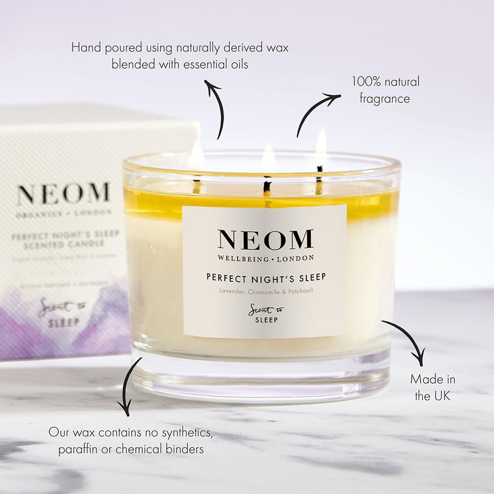 Hand-poured in the UK NEOM candle emphasizing craftsmanship and quality