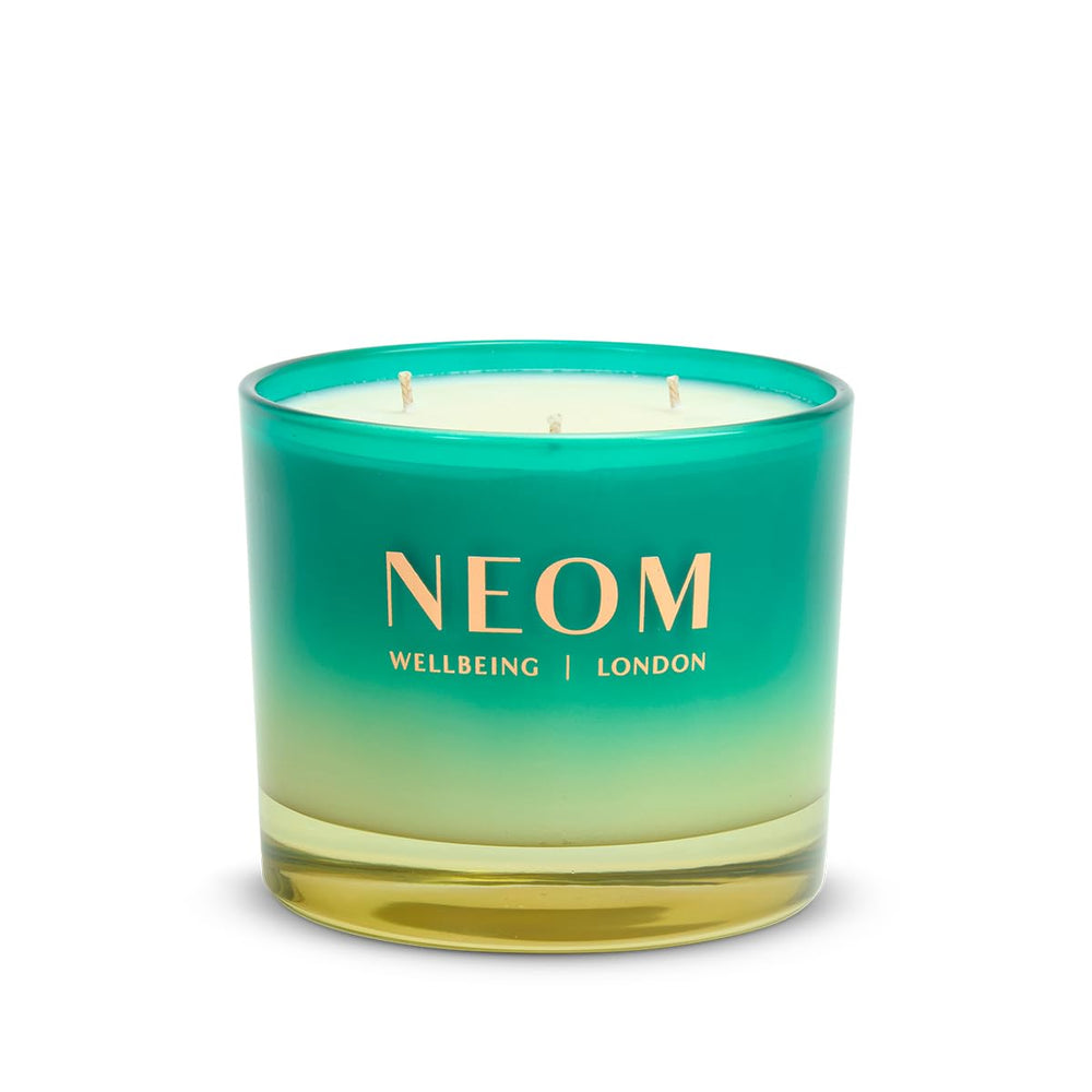NEOM Perfect Peace candle on table setting creating calm evening mood