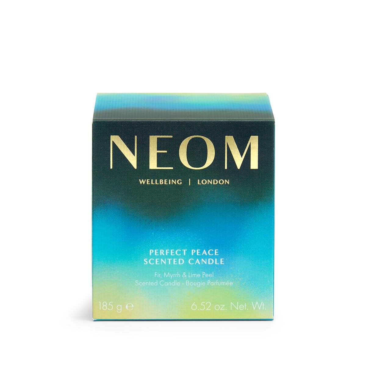 Neom Perfect Peace hand finished label reflects craftsmanship and quality.
