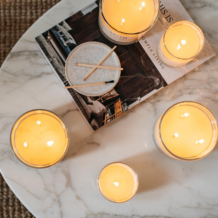 Close-up NEOM label highlights craftsmanship and natural fragrance ingredients