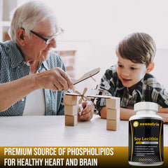 Neonutrix soy lecithin softgels close-up, easy-to-swallow capsules.