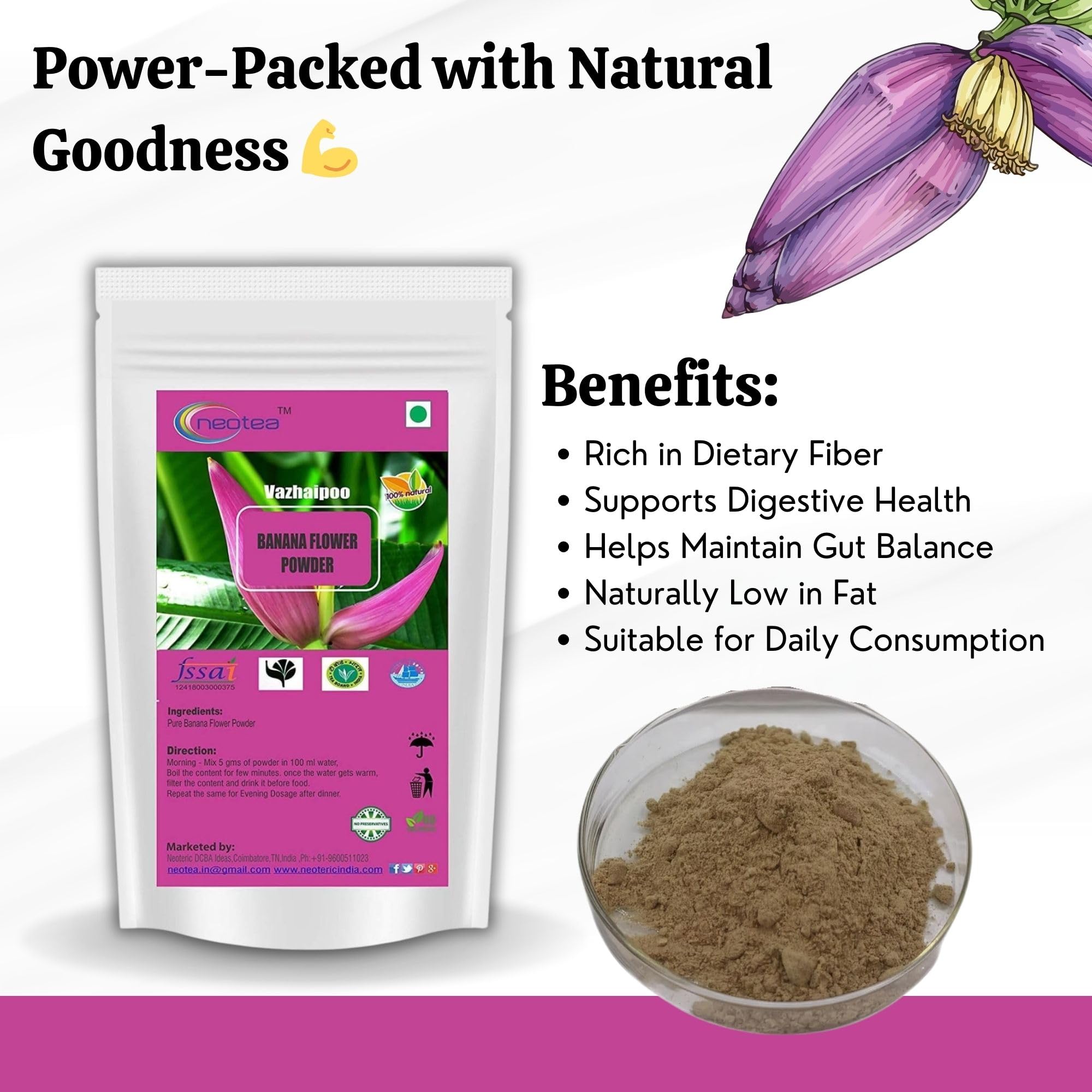 Neotea Musa Flower Powder scoop for easy measurement in baking