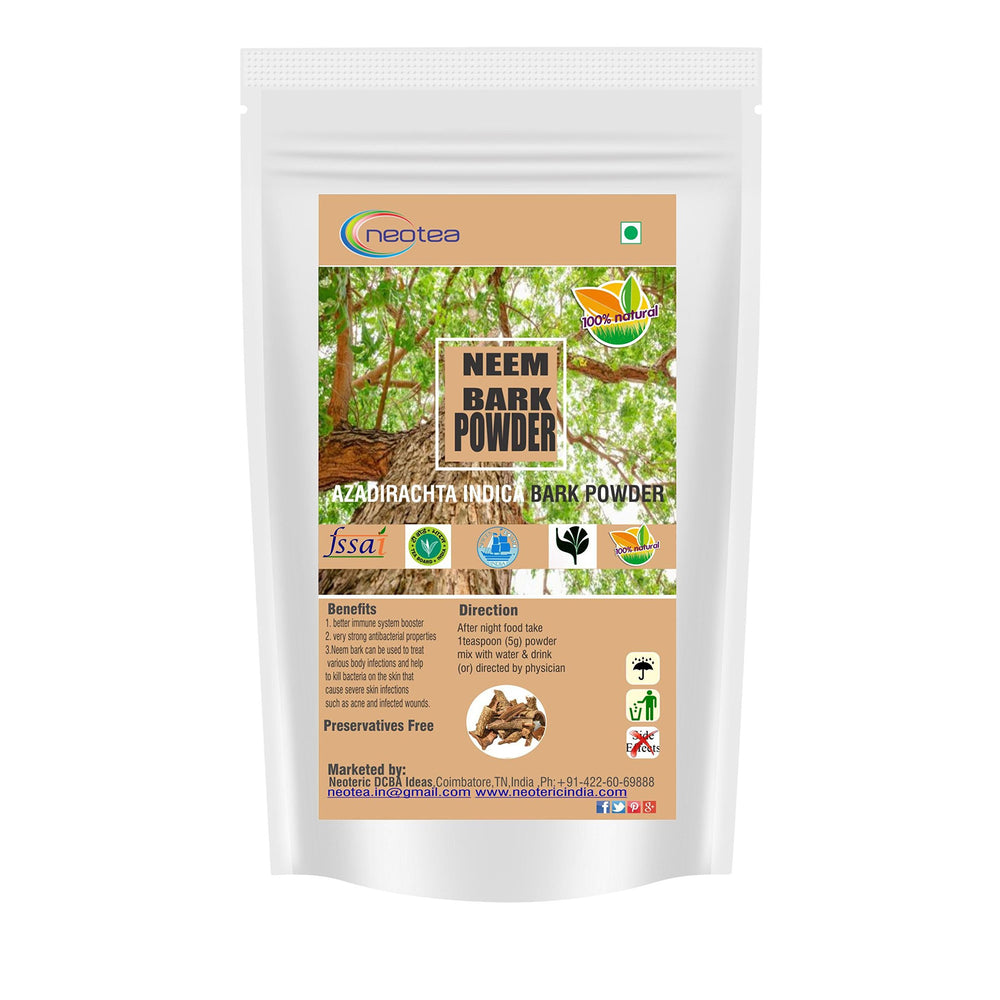 Neotea Neem Bark Powder pack shot, ideal for natural skincare and dental care