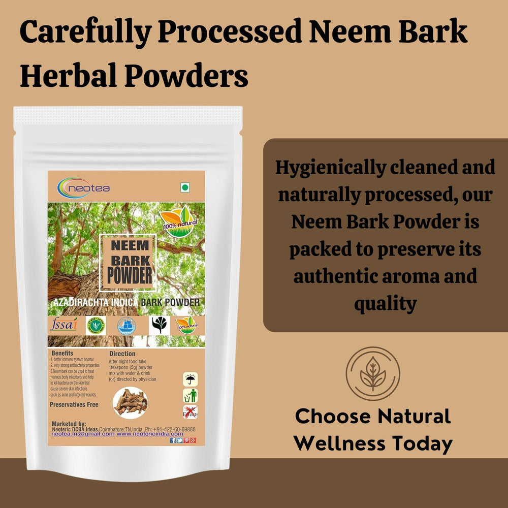 Neotea Neem Bark Powder used in teeth care for natural hygiene