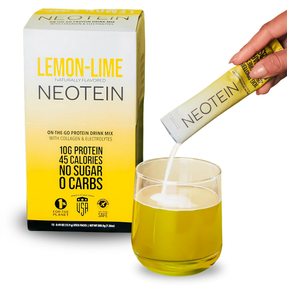NEOTEIN Lemon Lime packet front view for portable hydration.