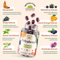 Nepeolithia ingredients collage highlighting polyphenol sources.