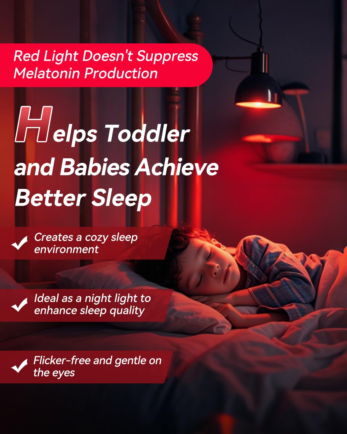 Neporal baby nursery night-light providing calm evenings with warm red glow.
