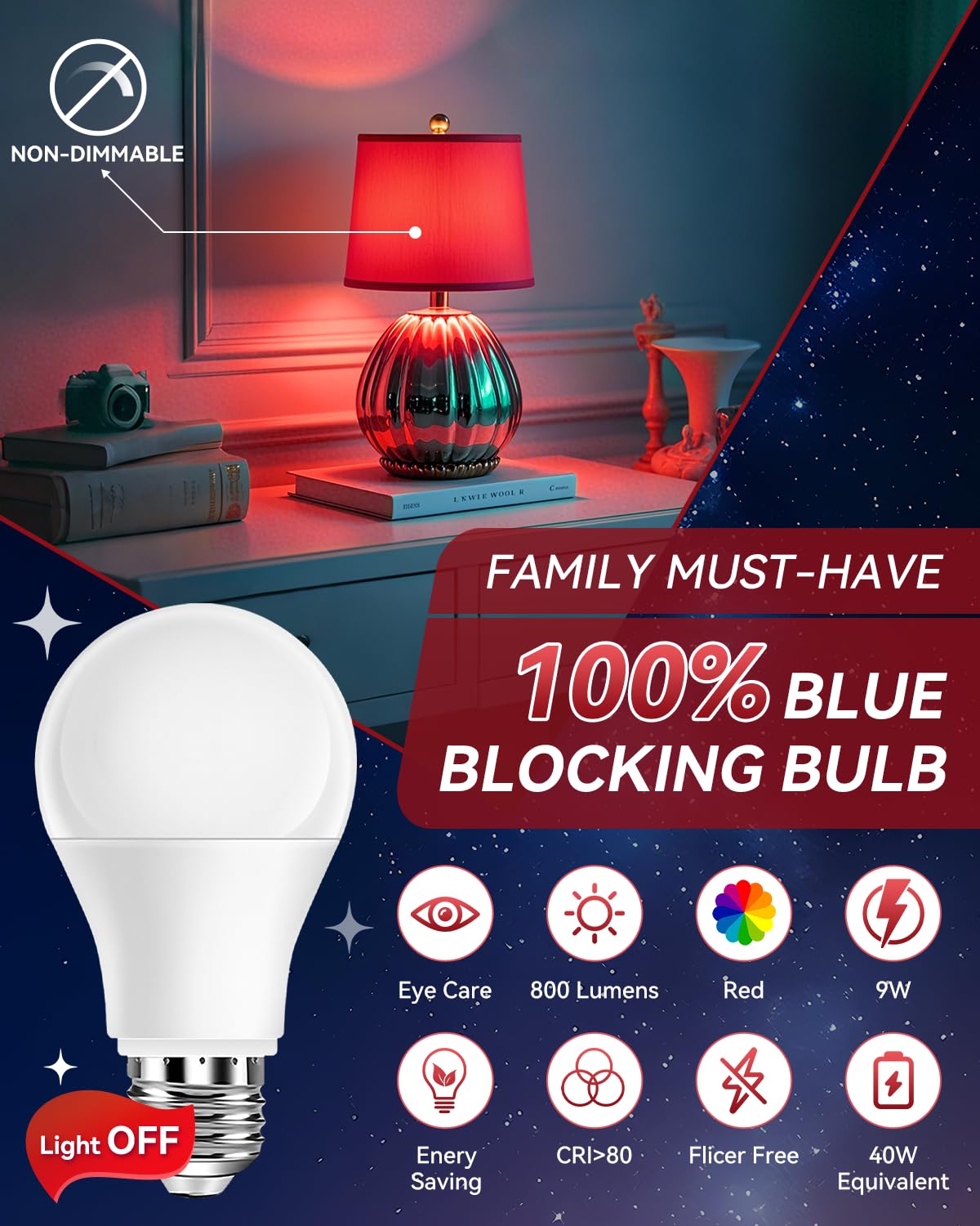 Neporal red night light close-up showing warm, soft glow ideal for bedtime routines.