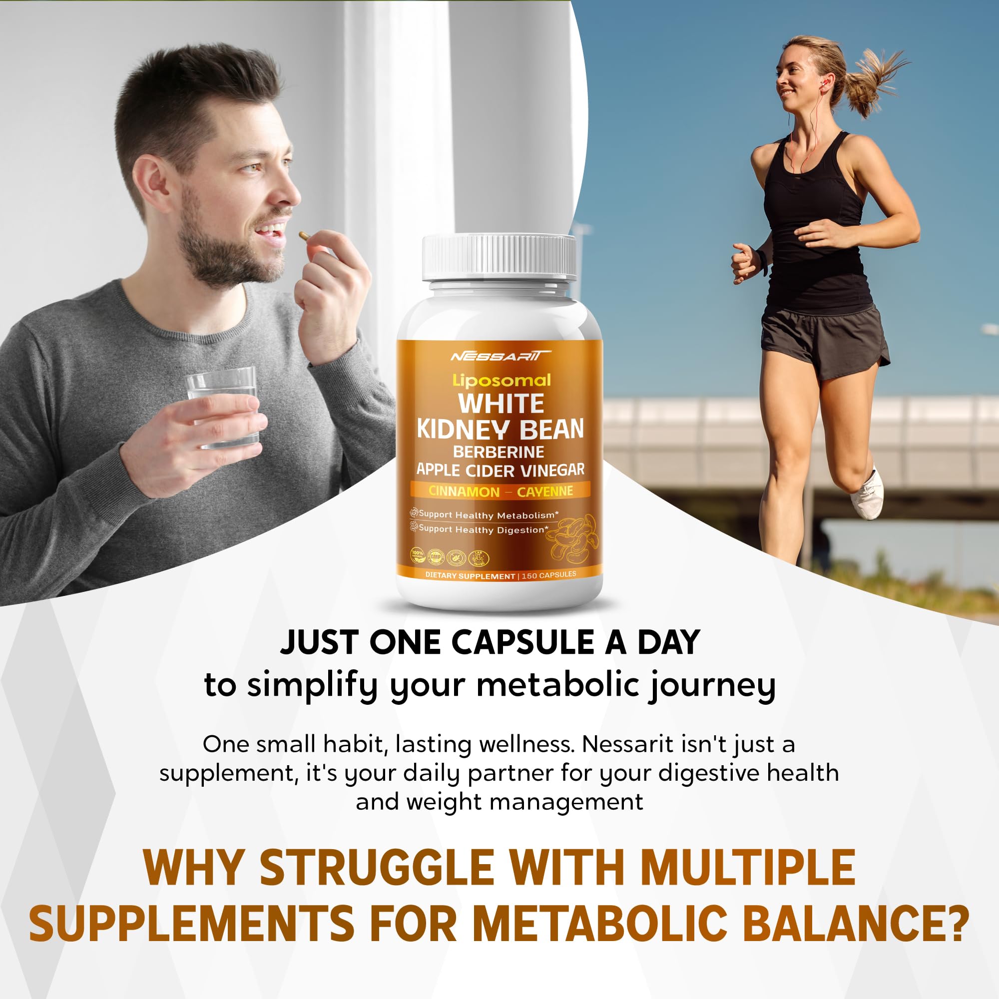 NESSARIT capsules closeup highlighting smooth texture for easy swallowing