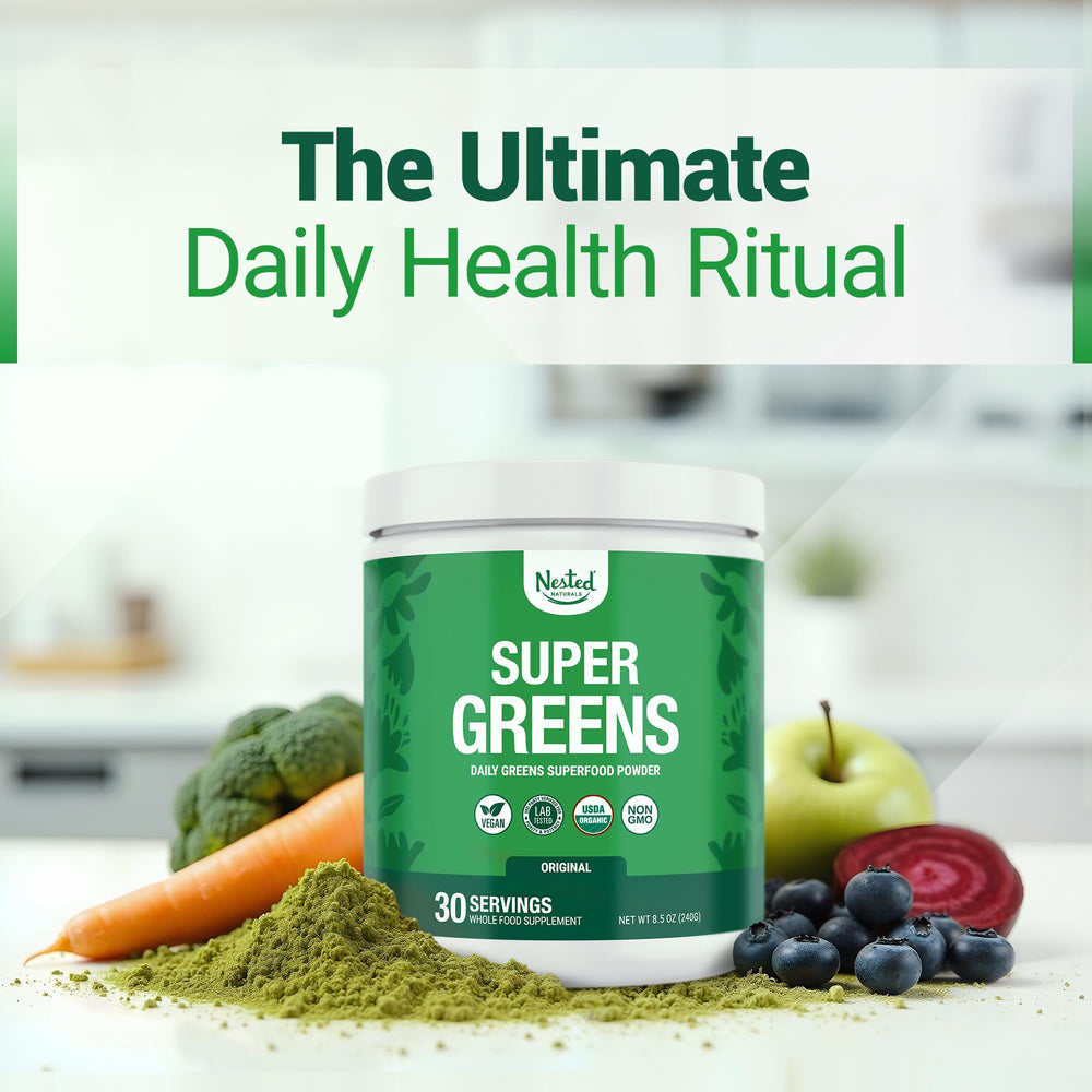 USDA Organic seal visible on Nested Naturals canister label.