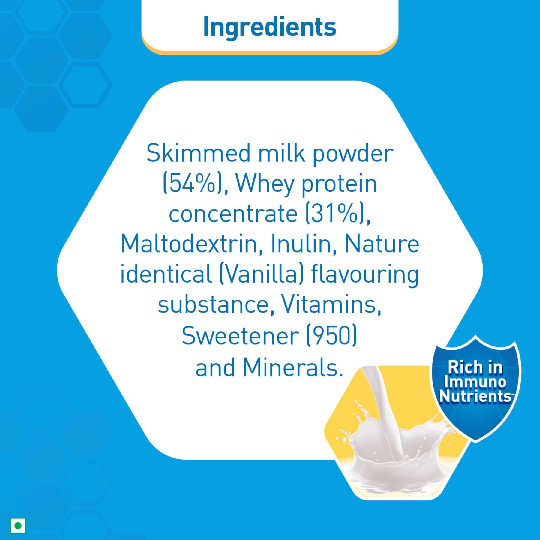 Nutrition label of Nestlé RESOURCE High Protein vanilla