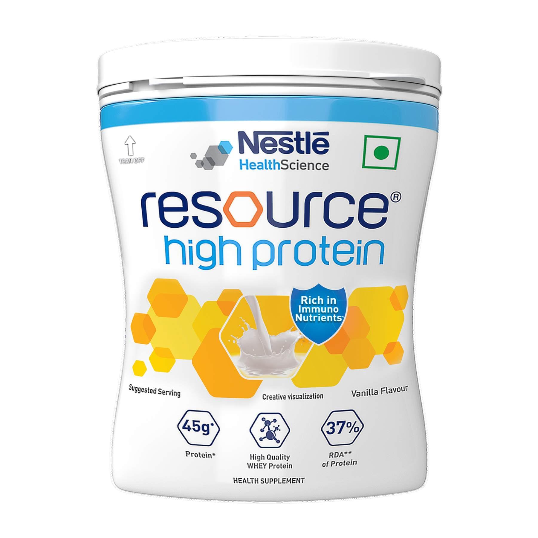 Close-up of vanilla Resource High Protein powder texture