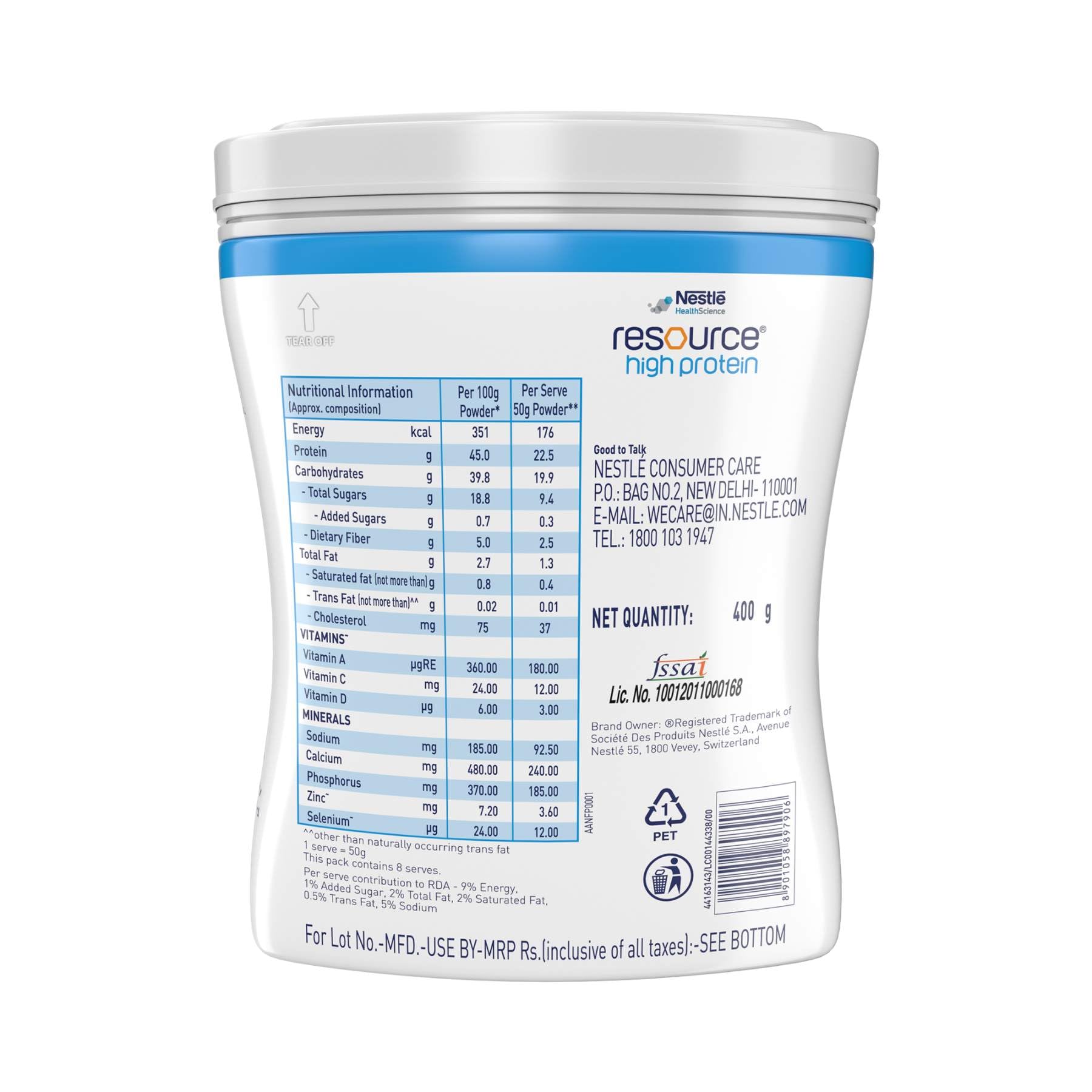 Prepared vanilla shake from Nestlé RESOURCE High Protein