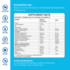 nETiXER ingredients panel shows 18 nutrients per gummy for daily use