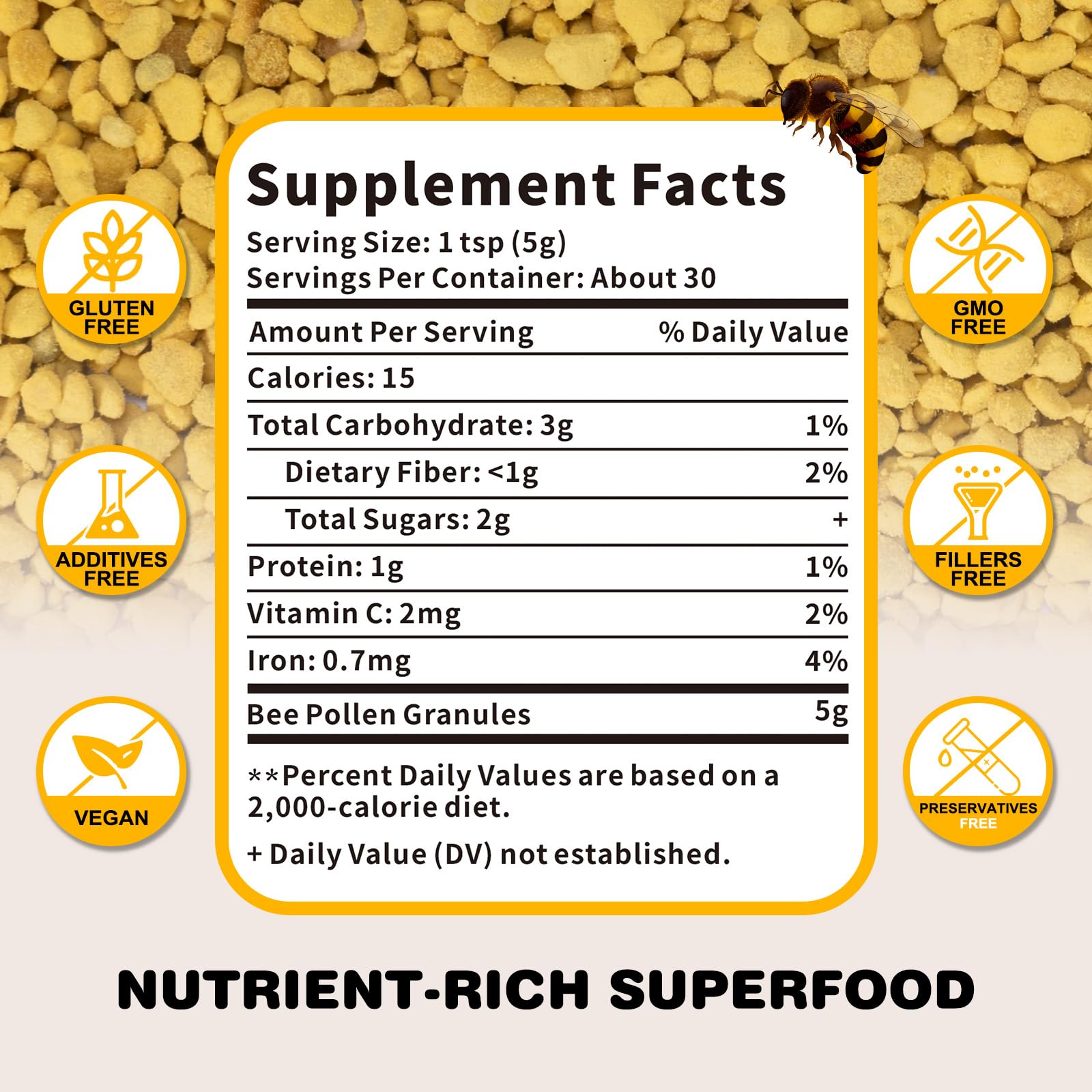 Netrca Bee Pollen packaging on a shelf emphasizing organic, raw quality